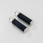 Kustomtech custom Harley motorcycle footrest levers - fabric tape, aluminum, and cotton sheathing - pair - view 2 - Marseille - hold