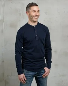 Camicia Henley a maniche lunghe del 1927, colore blu Mojave, marca Pike Brothers.