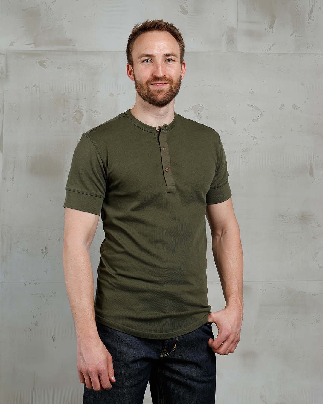1927 Henley Shirt Short Sleeve Mojave Green Pike Brothers