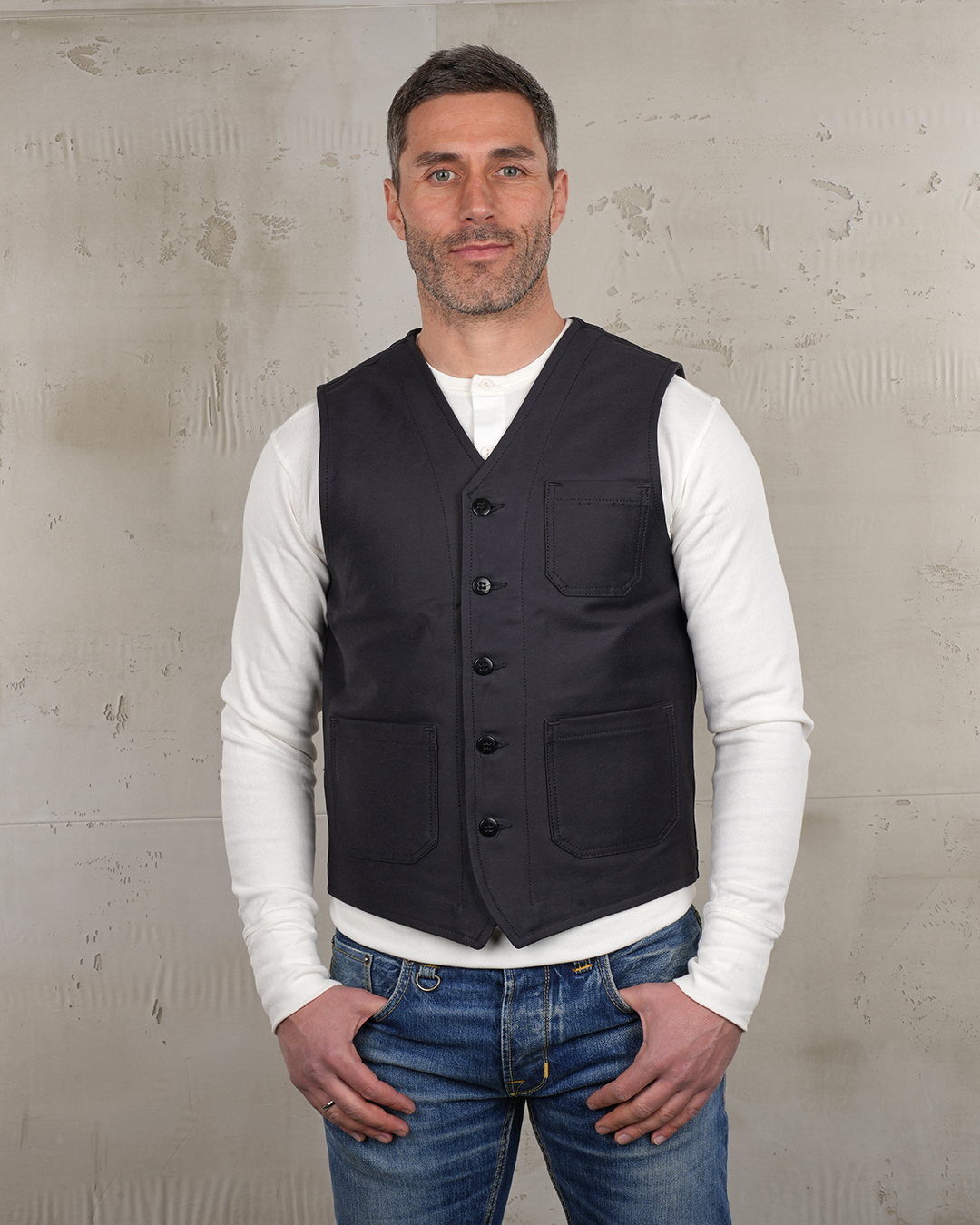 1937 Roamer Vest Elephant Skin Asphalt Grey Pike Brothers