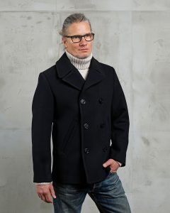Pike Brothers 1938 Pea Coat aus schwarzer Wolle – Woll-Peacoat – Holdfast France