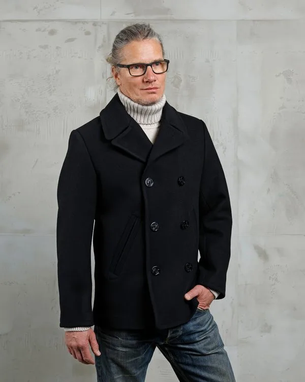 Abrigo de lana para hombre - Abrigo de lana negra Pike Brothers, modelo 1938