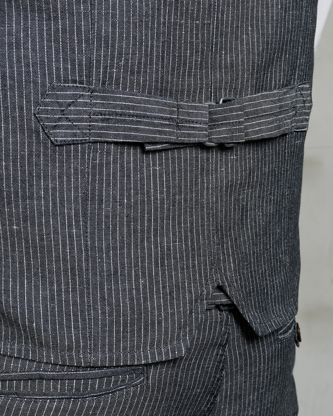 1905 Hauler Vest Grey Striped Linen tissu