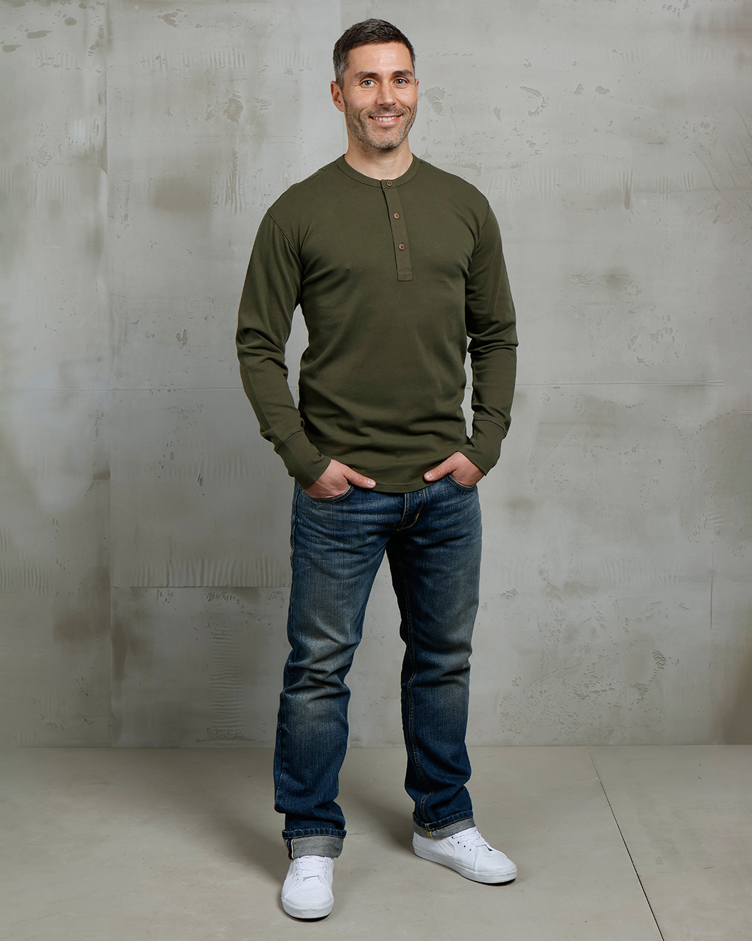 1927 Henley Long Sleeve Mojave Green du00e9tail