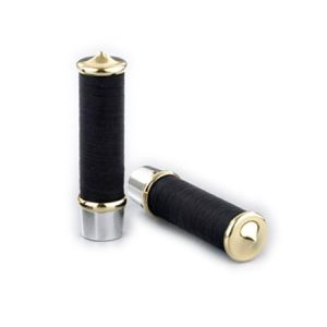 Kustomtech Harley 1-inch throttle grips, vintage motorcycle grips in aluminum and brass, Nastro Teleto internal cable, main view
