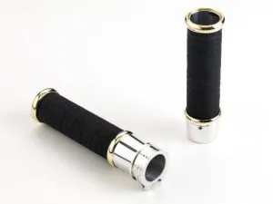 Vintage Motorcycle Grips in Aluminum and Brass — Nastro Telato — Inverted Controls