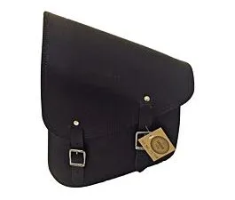 Ledrie 11L Solo Swingarm Side Bag for Harley-Davidson Softail (1984-2017) - Black Leather - available at Holdfast Marseille, Ledrie distributor in France
