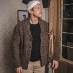 Brown wool cardigan 1923 Buccaneer Cardigan brown melange Pike Brothers