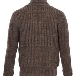 Pike Brothers heather brown cardigan, detail of the knit and collar