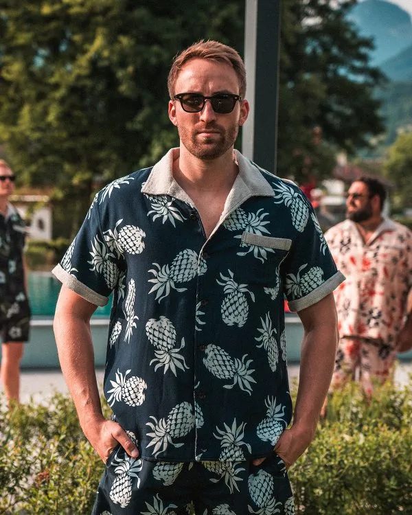 Men's Blue Cabana Shirt - 1961 Cabana Shirt Entrega Blue Pike Brothers