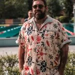 Chemise Cabana orange homme en coton vintage, vue de face