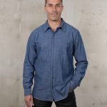 Chambray overhemd, marineblauw, 1940 USN Chambray Shirt Harbor Blue Pike Brothers