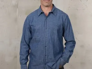 Chambray overhemd, marineblauw, 1940 USN Chambray Shirt Harbor Blue Pike Brothers