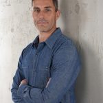 Blauw Pike Brothers-shirt, details van de stof en afwerking.