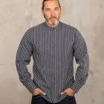 Beppu blauw overhemd met mandarijnkraag 1923 Buccanoy Shirt Beppu Blue Pike Brothers