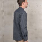 Chemise Col Mao Homme bleu homme en coton vintage, vue de face