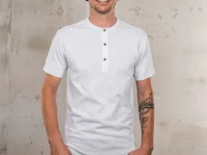 Wit Henley-shirt met korte mouwen 1927 Henley-shirt met korte mouwen Puur wit Pike Brothers