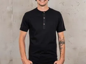 Black Short Sleeve Henley Shirt 1927 Henley Shirt Short Sleeve Deep Black Pike Brothers