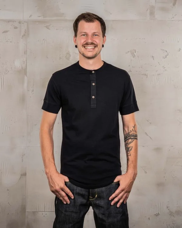 Men's Short Sleeve Henley Shirt, Black - 1927 Henley Shirt, Short Sleeve, Deep Black, Pike Brothers