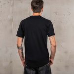 Men's vintage black short-sleeved Henley shirt in cotton, front view