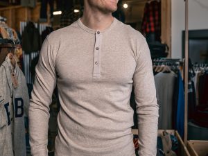Henley shirt met lange mouwen, havermoutkleur, 1927, Pike Brothers