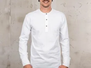 Chemise henley manches longues blanc 1927 Henley Shirt Long Sleeve Pure White Pike Brothers