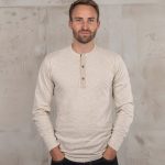 Ecru Henley shirt met lange mouwen 1927 Henley Shirt Long Sleeve Ecru Melange Pike Brothers