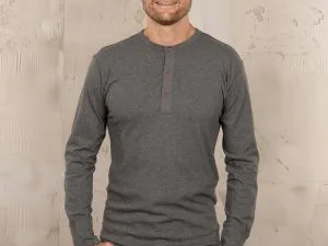 Gray Long Sleeve Henley Shirt 1927 Henley Shirt Long Sleeve Gray Melange Pike Brothers