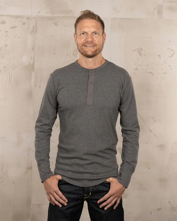 Men's Henley Shirt Long Sleeve Grey Melange - 1927 Henley Shirt Long Sleeve Grey Melange Pike Brothers