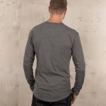 Pike Brothers heather grey shirt, detail of the fabric and finishes