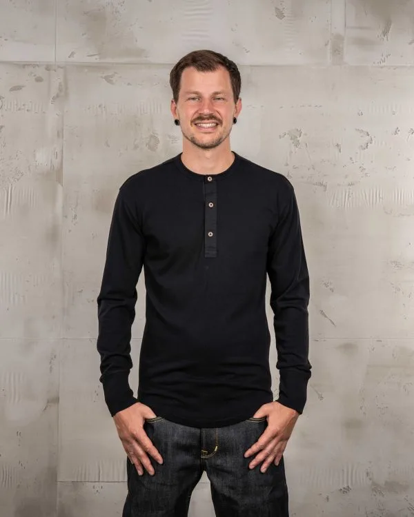 Chemise Henley Manches Longues Noir Homme - 1927 Henley Shirt Long Sleeve Deep Black Pike Brothers