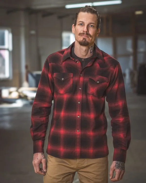 Men's Red Rider Workwear Shirt - 1952 Rider Shirt Nashville Red Pike Brothers