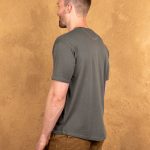 Vintage men's green cotton roadie shirt, front view