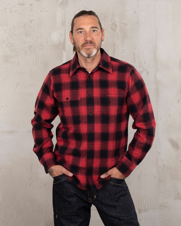 Rood Roamer-shirt voor heren - 1937 Roamer-shirt, rood geruit flanel, Pike Brothers