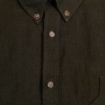 Green Pike Brothers shirt, detail of the fabric and finishes