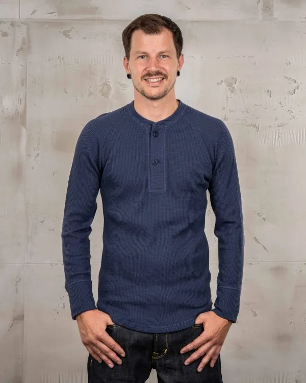 Thermohemd met wafelstructuur voor heren - 1936 Waffle Shirt Shadow Blue Pike Brothers