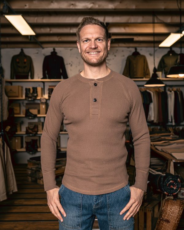 Men's Waffle Caramel Thermal Shirt - 1936 Waffle Shirt Gilbert Caramel Pike Brothers