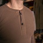 Men's caramel waffle thermal shirt in vintage waffle cotton, front view