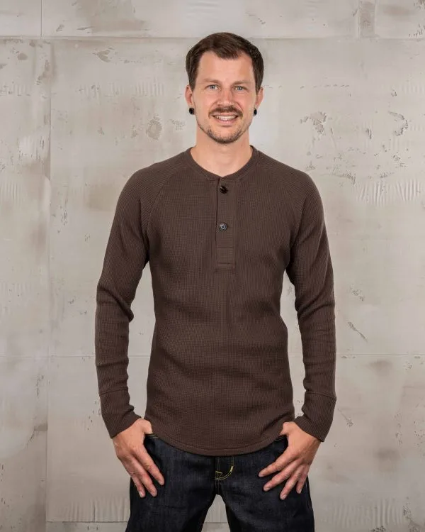 Men's Brown Waffle Thermal Shirt - 1936 Waffle Shirt Gilbert Brown Pike Brothers