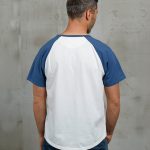 Men's white baseball jersey in vintage cotton jersey, front view