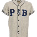 Vintage heren baseballshirt van grijs katoenen jersey, vooraanzicht.
