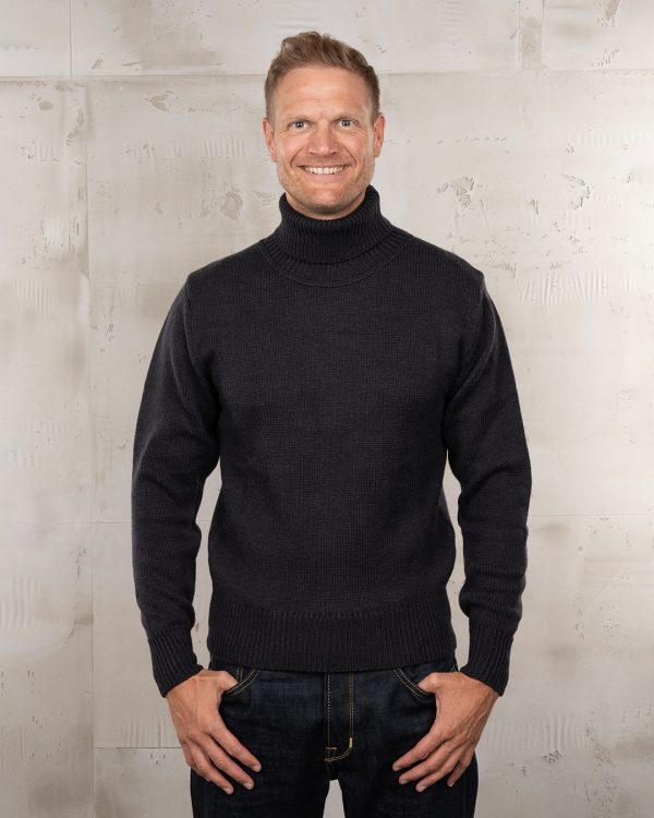 Men's Anthracite Turtleneck Sweater - 1923 Turtle Neck Anthracite Pike Brothers
