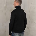 Men's black vintage wool turtleneck sweater, front view