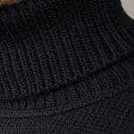 Black Pike Brothers turtleneck sweater, detail of the knit and collar