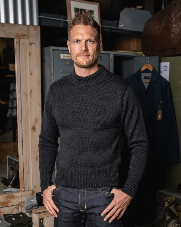 Pull Marin US Navy Anthracite Homme - 1941 USN Seaman Sweater Anthracite Pike Brothers