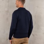 Pull Marin US Navy bleu marine homme en laine vierge vintage, vue de face