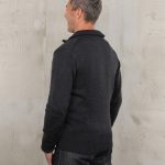 Pull Troyer Col Zippé anthracite homme en laine vintage, vue de face