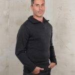 pull troyer anthracite Pike Brothers, détail de la maille et du col