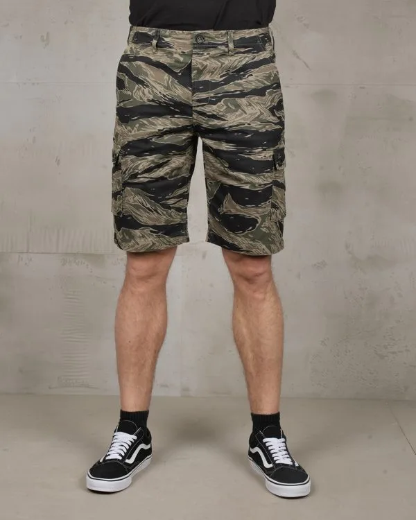 Pantalones cortos militares para hombre con estampado de camuflaje de jungla y rayas de tigre - 1966 Jungle Short Tiger Stripe Pike Brothers