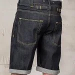 Pike Brothers indigo shorts, detail of the pockets and fabric